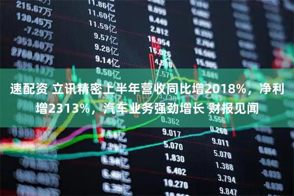 速配资 立讯精密上半年营收同比增2018%，净利增2313%，汽车业务强劲增长 财报见闻