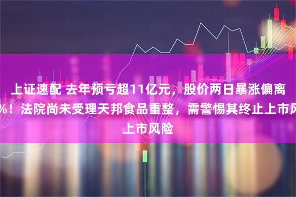 上证速配 去年预亏超11亿元，股价两日暴涨偏离20%！法院尚未受理天邦食品重整，需警惕其终止上市风险